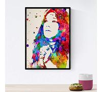 Nacnic Poster imagen de Janis Joplin2. Posters con diseño acuarela de famosos, actores, músicos, y personajes conocidos. Tamaño A4