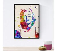 Nacnic Poster imagen de Marilyn Monroe. Posters con diseño acuarela de famosos, actores, músicos, y personajes conocidos. Tamaño A4 con marco