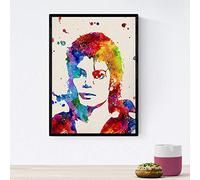 Nacnic Poster imagen de Michael jackson. Posters con diseño acuarela de famosos, actores, músicos, y personajes conocidos. Tamaño A4 con marco