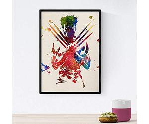 Nacnic Poster imagen de Wolverine. Posters con diseño acuarela de películas y cine.Imágenes del cine y filmes para decoración de interiores. Tamaño A4