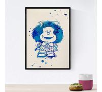 Nacnic Poster Mafalda blu. Mafalda manifesti colorati per i bambini, Illustrator progetta Quino. formato A4