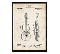 Nacnic - Poster Patente Violín - Lámina Decorativa Vintage con Plano Invento de Instrumento Musica Clásica - Decoración Retro para el Hogar