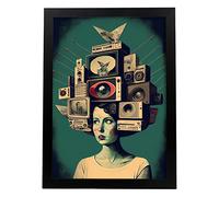 Nacnic Poster Radiodifusión en Estilo Surrealismo Cinematográfico. Ilustraciones y Grabados de Historieta Abstracta y Artística para Interiorismo y Decoración. A4.