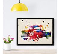 Nacnic Poster Vecchio Camion con Il Disegno ad Acquerello. Mescolare con i Fogli di Stile Acquerello per la Decorazione d'interni. Formato A4
