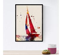 Nacnic Poster Veliero con Il Disegno ad Acquerello. Mescolare con i Fogli di Stile Acquerello per la Decorazione d'interni. Formato A4