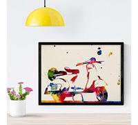 Nacnic Poster Vespa con motivo acquerello Mix di lamelle in stile acquerello per decorazione d'interni formato A4 con cornice