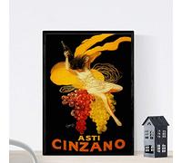 Nacnic Poster vintage. Anuncio vintage italiano de vino Cinzano de 1910. Tamaño A3 con marco