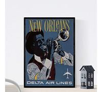 Nacnic Poster Vintage. Cartel Vintage de América. Jazz de Nueva Orleans. Tamaño A3