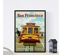 Nacnic Poster vintage. Cartel vintage de América. San Francisco. Tamaño A4 con marco
