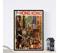Nacnic Poster vintage. Cartel vintage de Asia. Calle de Hong Kong. Tamaño A3