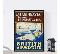 Nacnic Poster vintage. Cartel vintage de British Airways. Tamaño A3