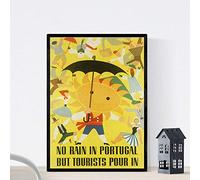Nacnic Poster vintage. Cartel vintage de Europa. No llueve en Portugal. Tamaño A3 con marco