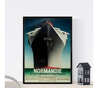 Nacnic Poster vintage. Cartel vintage de Francia e Italia. Viaja por Normandia. Tamaño A3 con marco