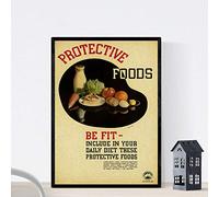 Nacnic Poster vintage. Cartel vintage educacional sobre el habito comer sano. Tamaño A3