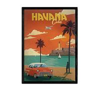 Nacnic Poster Vintage de Havana - Cuba. Láminas para Decorar Interiores con imágenes Vintage y de Publicidad Antigua. Cuadros decoración Retro. Tamaño A4 con Marco