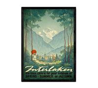 Nacnic Poster Vintage de Interlaken Suiza. Láminas para Decorar Interiores con imágenes Vintage y de Publicidad Antigua. Cuadros decoración Retro. Tamaño A3