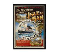 Nacnic Poster Vintage de Isla de Man. Láminas para Decorar Interiores con imágenes Vintage y de Publicidad Antigua. Cuadros decoración Retro. Tamaño A3 con Marco