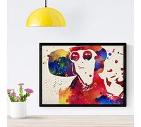 Nacnic Poster Willy Wonka Con il disegno ad acquerello. Mescolare con i fogli di stile acquerello per la decorazione d'interni. formato A4