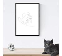 Nacnic Posters de dibujos y bocetos a una linea. Lámina nordica de Beso de amor. Cuadro a un solo trazo. Tamaño A4