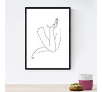 Nacnic Posters de dibujos y bocetos a una linea. Lámina nordica de Mujer pensando. Cuadro a un solo trazo. Tamaño A3