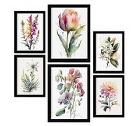 Nacnic Posters de Flores Salvajes. Ilustraciones A Todo Color de Naturaleza y Botánica con Temas Florales sobre Fondo Blanco. Diseño Moderno para la Decoración de Interiores. A4 & A3.