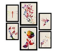 Nacnic Posters de Naturaleza. Ilustraciones Estilo Acuarela de Plantas, Flores, Mariposas y Pájaros. Diseño Moderno para la Decoración de Interiores. A4 & A3.
