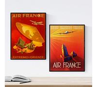 Nacnic Posters Vintage. Posters Publicidad del Mundo. Dos láminas Vintage de Air France. Tamaño A3