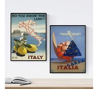 Nacnic Posters vintage. Posters publicidad del mundo. Dos láminas vintage de Italia. Tamaño A3