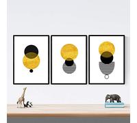 Nacnic - Set 3 Láminas Abstractas Artísticas con Círculos Eclipse Solar | Estilo Nórdico Minimalista | Posters y Cuadros Geométricos | Tamaño A4