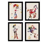 Nacnic - Set 4 Láminas Toy Story Acuarela - Posters de Woody, Buzz Lightyear, Jessie, Perdigón - Habitación Infantil, Guardería, Ludoteca para niños