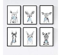 Nacnic Set 6 posters animales bebes con chicle. Zebra Rino Ciervo Vaca Caballo Llama.Tamaño A3