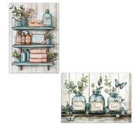 Nacnic Set de 2 Cuadros de Inodoro con Encanto Impresión Ilustración de Vibraciones Positivas en Estilo Acuarela para Decorar las Paredes del Baño, Ducha, Lavabo, Aseo, WC A4 Marco Blanco