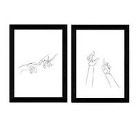 Nacnic Set de 2 láminas de Dibujos con un Solo Trazo Manos Hombre y Mujer. Posters con una Sola Linea. Tamaño A4 sin Marco