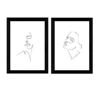 Nacnic Set de 2 láminas de Dibujos con un Solo Trazo Rostro Mujer, Lateral y Frontal. Posters con una Sola Linea. Tamaño A3 sin Marco