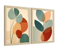 Nacnic Set De 2 Laminas Decorativas Hojas, Plantas Y Flores Cuadros Salon Modernos - Posters Decorativos Botanica Verde Naranja. Decoración Dormitorios. A3 Sin Marco