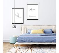 Nacnic Set de 2 posters lineas femeninas y palabras estilo nordico blanco y negro en tamaño A3 Beso amor sin marco