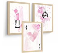 Nacnic Set De 3 Laminas Decorativas Adolescente Cuadros Salon Modernos - Posters Decorativos Rosas Pintalabios, Y Reina Decoración Dormitorios Cocina Baño A4 Sin Marco