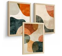 Nacnic Set De 3 Laminas Decorativas Formas Abstractas Florales Cuadros Salon Modernos - Posters Decorativos Plantas Verdes Marrones Decoración Dormitorios Cocina Baño A4 Sin Marco
