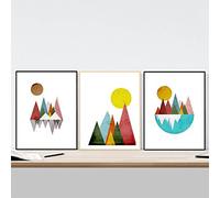 Nacnic Set de 3 láminas para enmarcar Montañas Geométricas. Posters con imágenes geometricas, tamaño 30x40 cm. Decoración de hogar. Papel 250 gramos