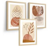 Nacnic Set De 3 Laminas Pared Abstractas Para Cuadros Salon Modernos.Poster Tonos Marrones Florales. Cuadros Naturaleza. Laminas Decorativas Pared Para Dormitorio. Tamaño A4 Sin Marcos
