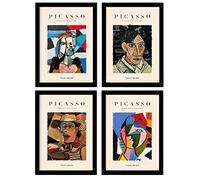 Nacnic Set de 4 Ilustraciones de Picasso. Colección de la Identificación. Ilustraciones Coloridas en estilo Galería de Arte. Decoración de Interiores. A4 sin marco.