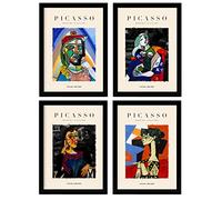 Nacnic Set de 4 Ilustraciones de Picasso. Colección del Duelo. Ilustraciones Coloridas en estilo Galería de Arte. Decoración de Interiores. A4 sin marco.