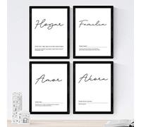 Nacnic Set de 4 láminas de Palabras Mi Hogar, en tamaño A3, Poster Papel 250 gr con Marco