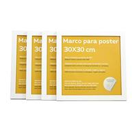 Nacnic Set de 4 marcos blancos para fotos, pósters, láminas y diplomas. Tamaño 30x30 cm. Estructura robusta de MDF con frontal de acrílico. Marcos blancos listos para colgar en la pared.