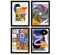 Nacnic Set de 4 Pósters de Cubismo Abstracto Formas. Láminas con estética Exposición de Arte. Ilustraciones a todo Color para el Diseño y Decoración de Interiores. A4 sin marco.