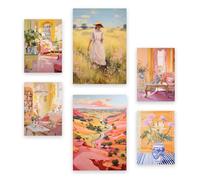 Nacnic Set de 6 Belleza country Posters. En Estilo ecléctico. Estampados decorativos estéticos para su sala de estar, dormitorio, hogar Tamaños A4 y A3