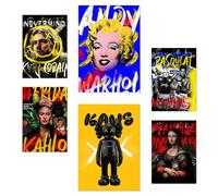 Nacnic Set De 6 Grafiti Pop Marilyn Kurt Cobain Frida Mona Lisa Basquiat Pósters Con Ilustración De Diseño Para Decorar Las Paredes Del Hogar Habitaciones, Oficina Tienda Y Negocio A3 Y A4 Sin Marco