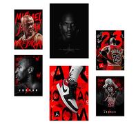 Nacnic Set De 6 Iconic Jordan Grafiiti Red And Black Pósters Con Ilustración De Diseño Para Decorar Las Paredes Del Hogar Habitaciones, Oficina Tienda Y Negocio A3 Y A4 Sin Marco