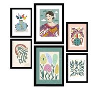 Nacnic Set de 6 Laminas de Blossom en colección de Laminas de estilo étnico. Cuadros decorativos estéticos para su sala de estar, dormitorio, hogar. Impresión de arte de pared. Tamaños A4 y A3