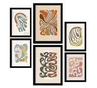 Nacnic Set de 6 Laminas de movimiento en colección de Laminas de estilo étnico. Cuadros decorativos estéticos para su sala de estar, dormitorio, hogar. Impresión de arte de pared. Tamaños A4 y A3
